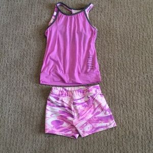 Justice 2 pack workout tank top and shorts